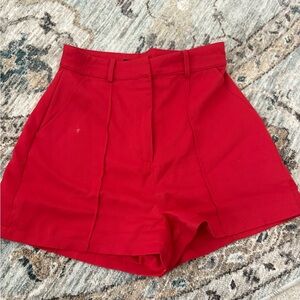 Vibrant Red High-Waist Women's Shorts